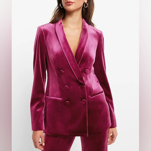 Express Jackets & Blazers - EXPRESS: Velvet Double Breasted Shawl Collar Blazer